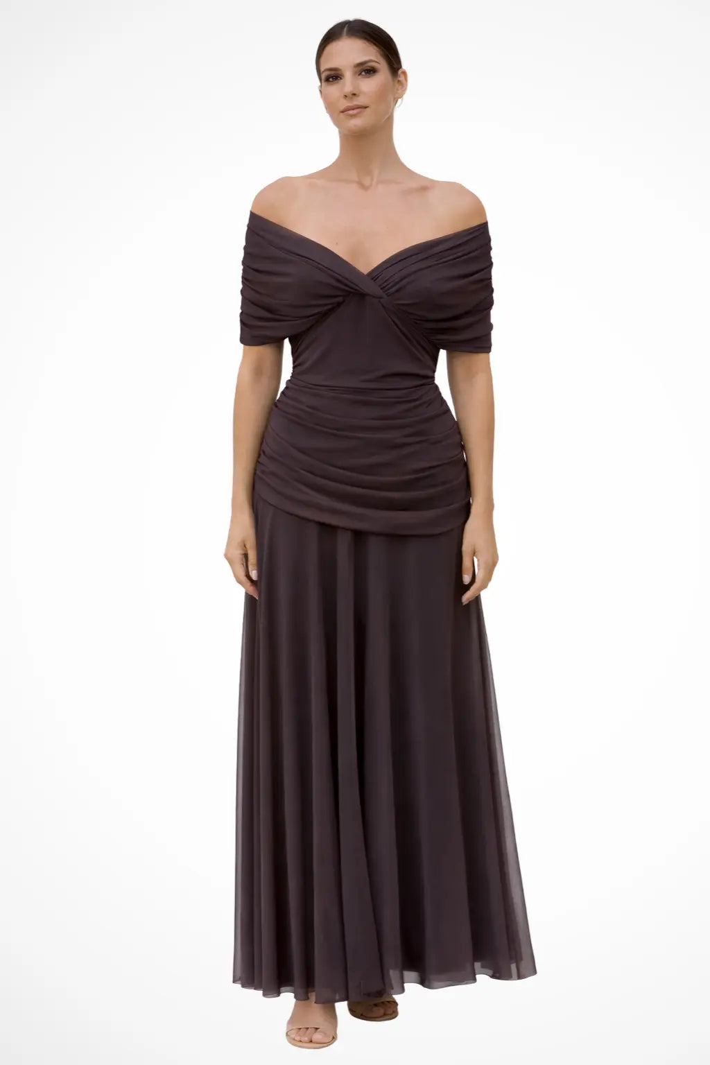 Gaby | Women Elegant Off-Shoulder Pleated Summer Dress TARHUS  Women's Dress