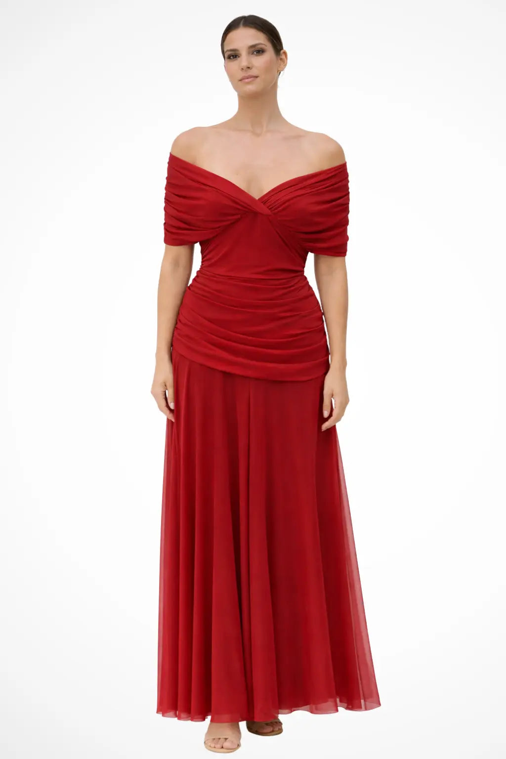 Gaby | Women Elegant Off-Shoulder Pleated Summer Dress TARHUS  Women's Dress