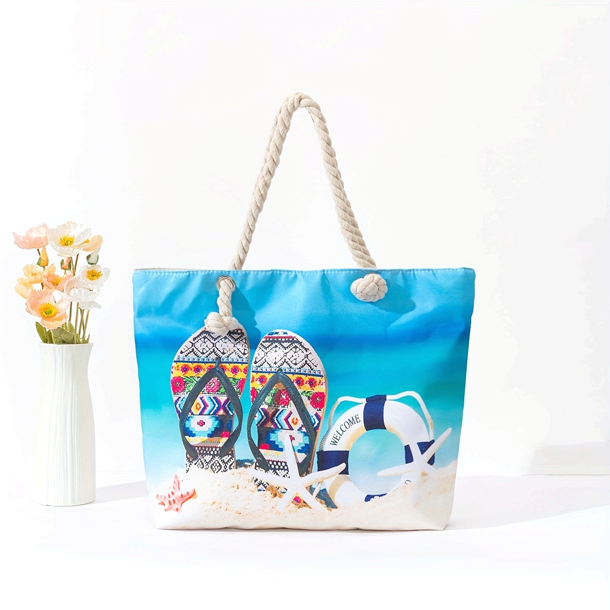 Calista | Bohemian Chic Beach Tote Bag – Spacious & Stylish with Zipper TARHUS  Tote Bag