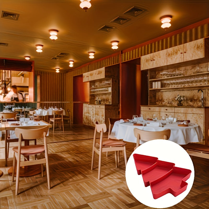 3-Section Christmas Tree Snack Tray – Red & White Festive Serving Dish TARHUS  Christmas