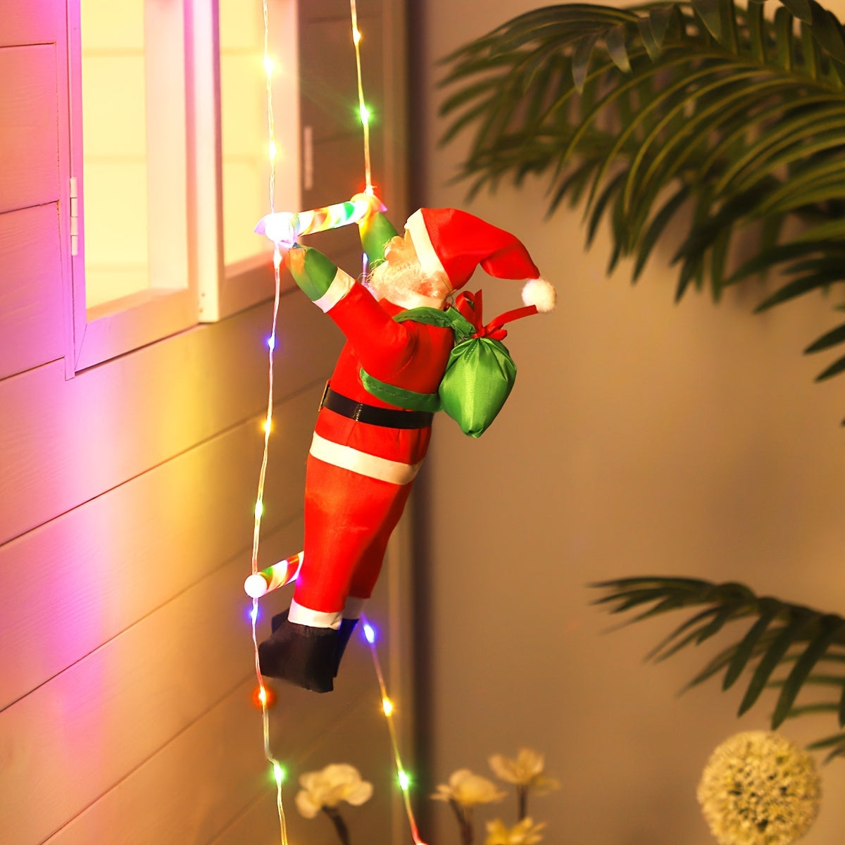 LED Christmas Ladder Light – Battery-Powered Santa Climbing Decoration TARHUS  Christmas
