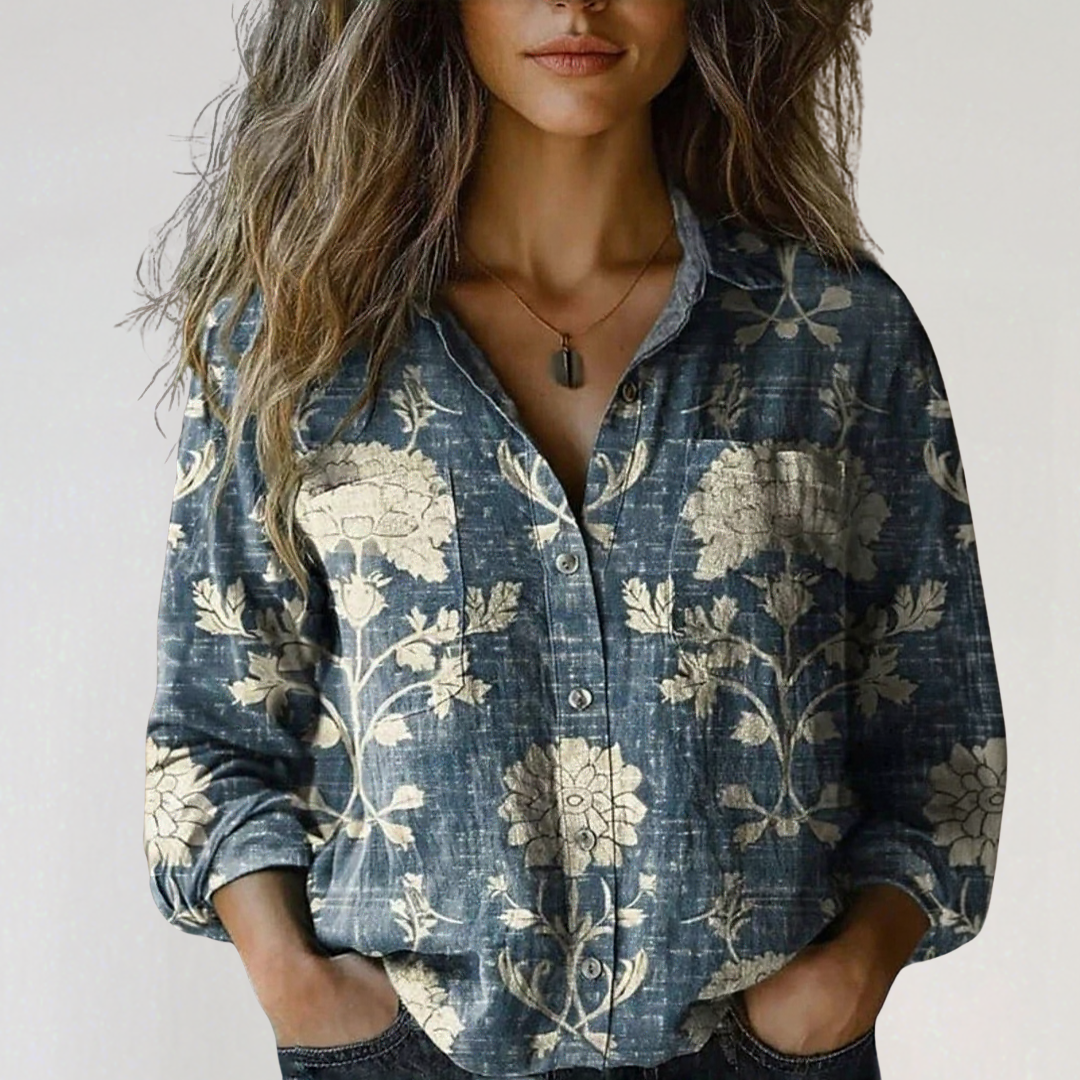 Georgeena | Vintage Cotton Long Sleeve Shirt – Women’s Casual Button Down Blouse TARHUS  Women Clothing