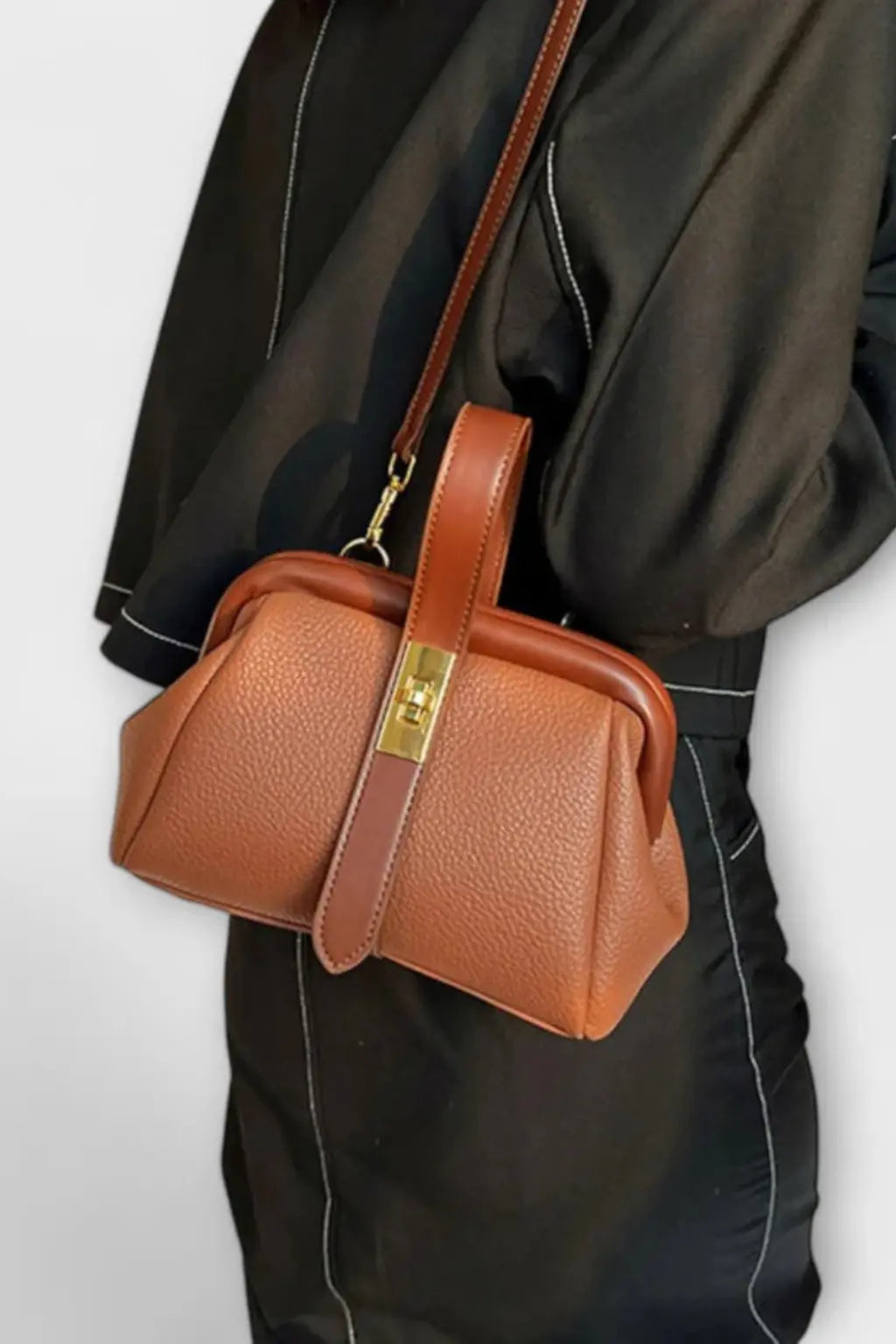 Joanna | Women Structured Mini Top Handle Crossbody Bag with Gold Clasp TARHUS
