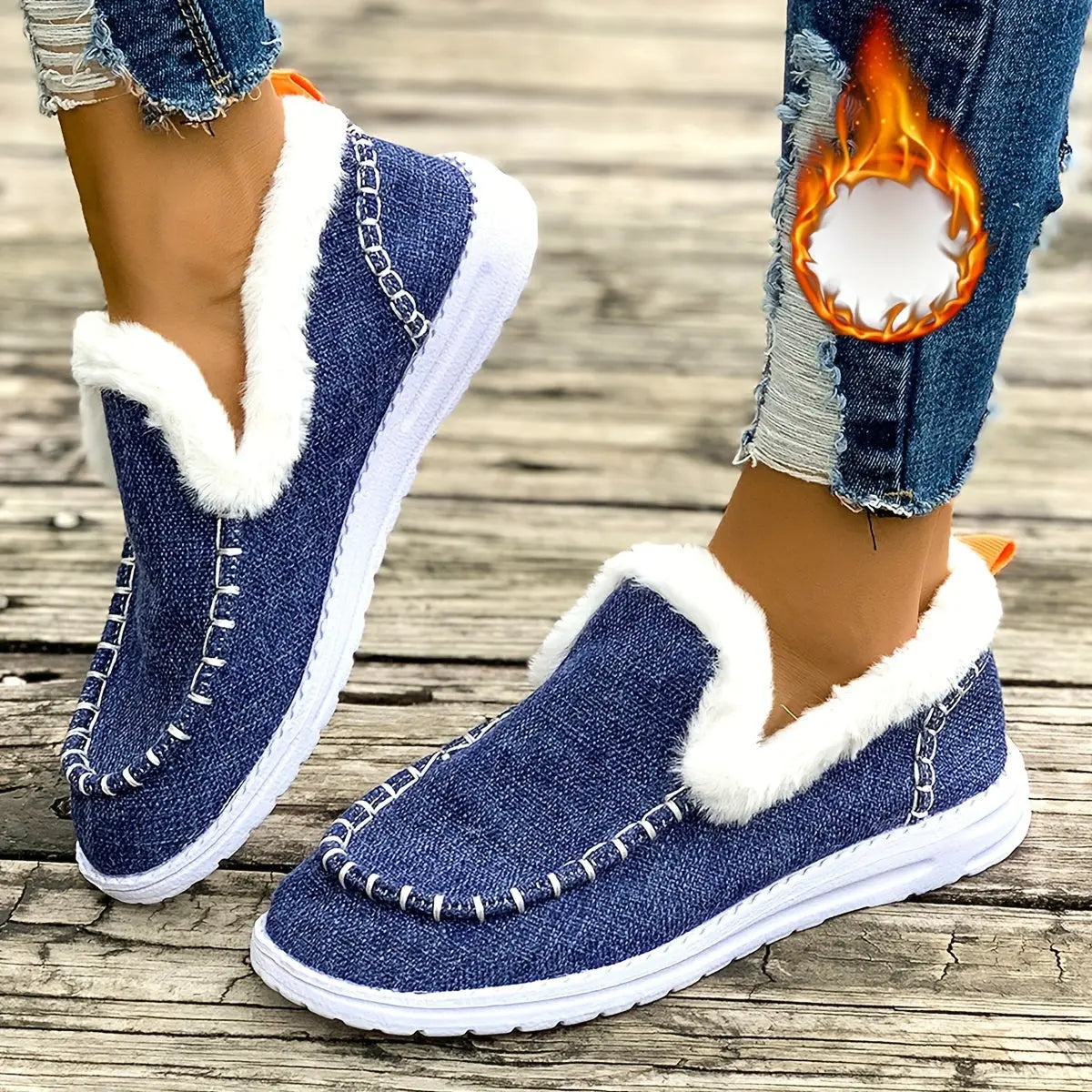 Women’s Warm Slip-On Loafers – Plush Winter Shoes - TARHUS