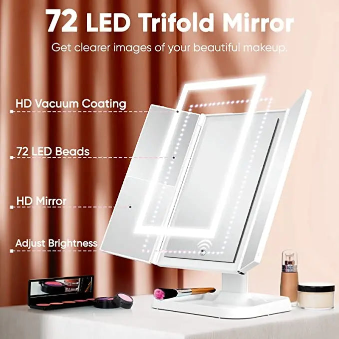 Trifold LED Makeup Mirror - TARHUS
