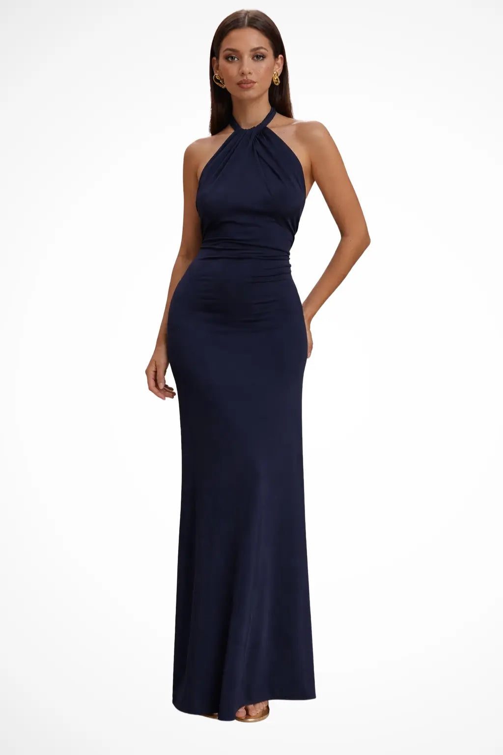 Celeste | Women Halter Neck Twisted Knot Open Back Bodycon Wedding Guest Maxi Dress TARHUS  Maxi Dress