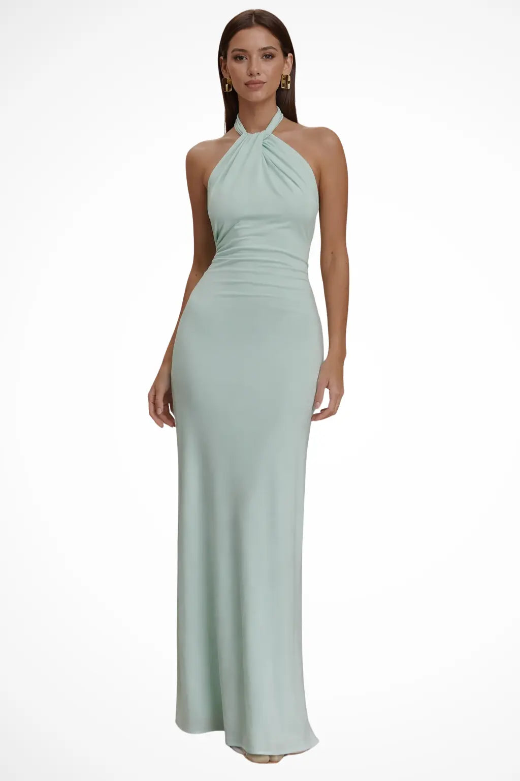 Celeste | Women Halter Neck Twisted Knot Open Back Bodycon Wedding Guest Maxi Dress TARHUS  Maxi Dress