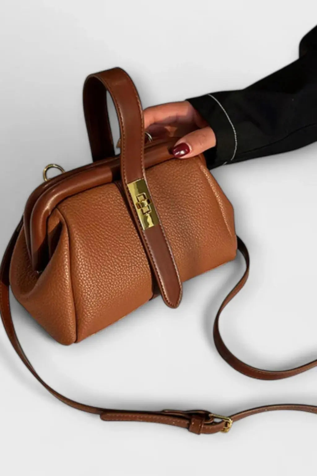 Joanna | Women Structured Mini Top Handle Crossbody Bag with Gold Clasp TARHUS
