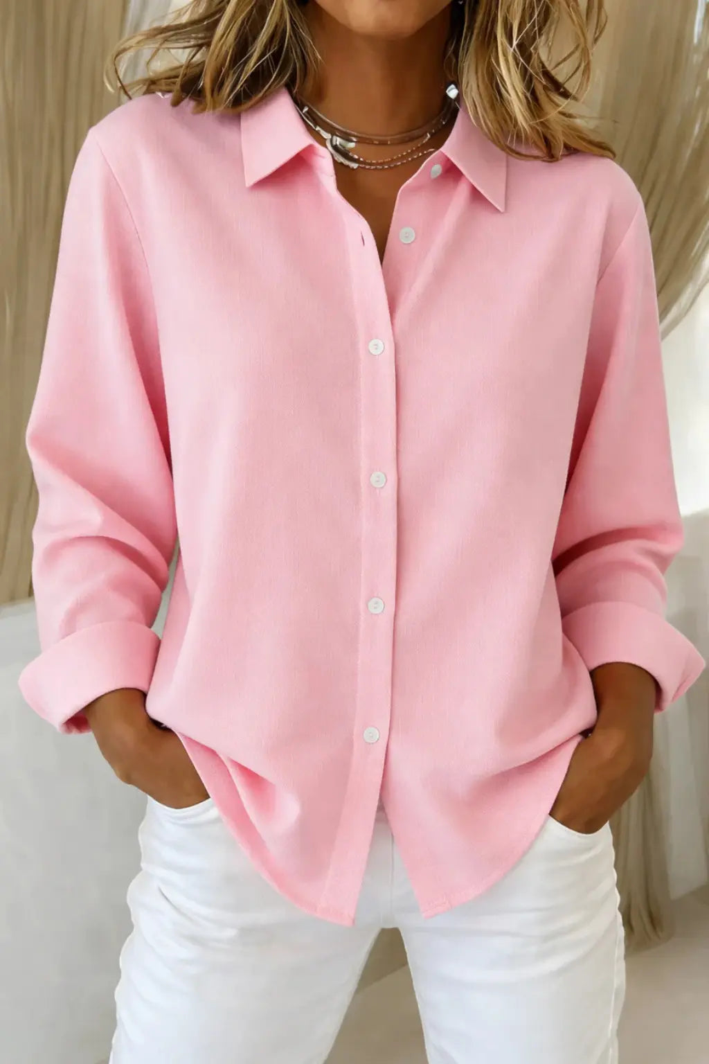 Darcy | Women Relaxed Fit Long Sleeve Collared Button Down Shirt TARHUS