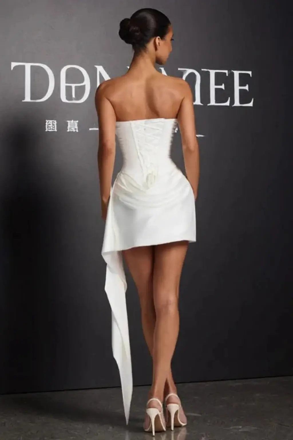 Zafrina | Women Strapless Corset Mini Satin Wedding Guest Dress TARHUS