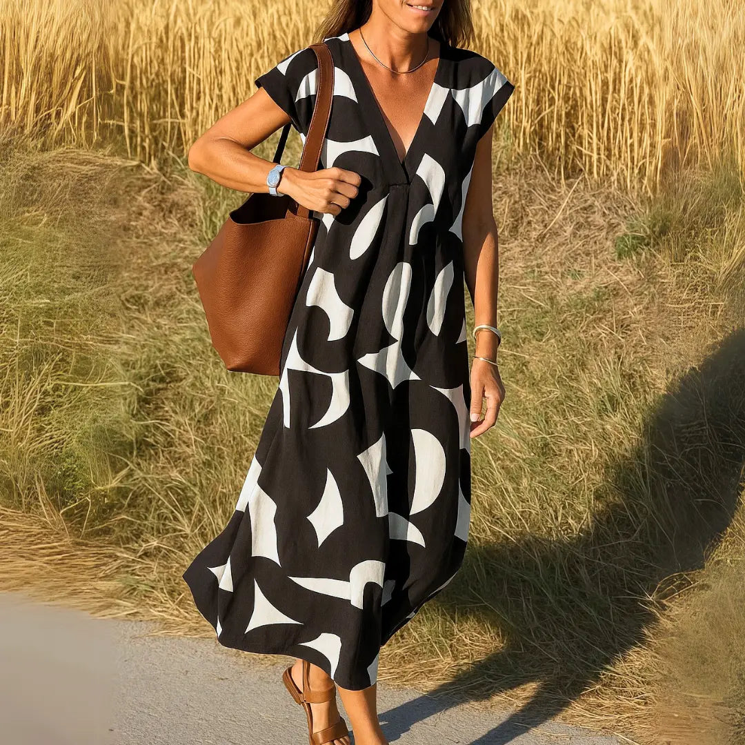 Valérie | Flowy V-Neck Dress - TARHUS