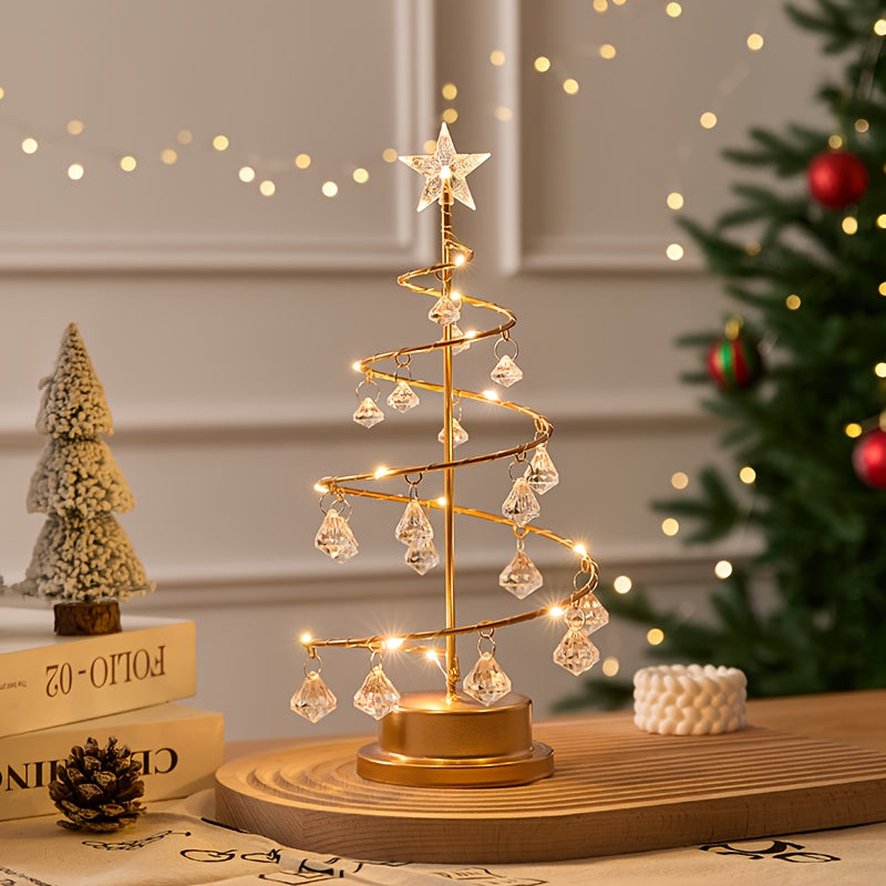 Elegant Metal Christmas Tree Lamp with Crystal Ornaments | LumiTree TARHUS  Christmas