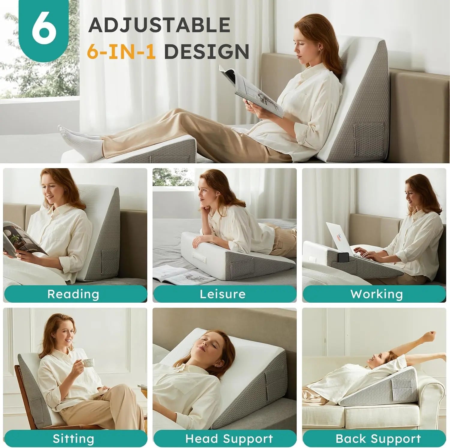 Wedge Support Pillow for Bed | Inclined Design – Back & Reflux Relief TARHUS