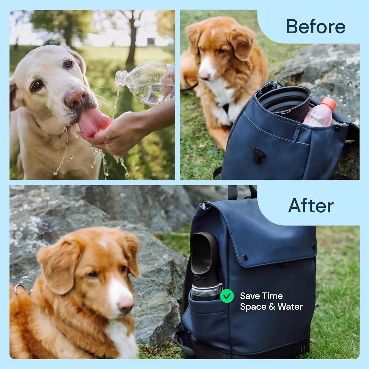 Portable Dog Water Bottle – Leak-Proof Pet Travel Dispenser with Built-In Bowl for Walking & Hiking - TARHUS