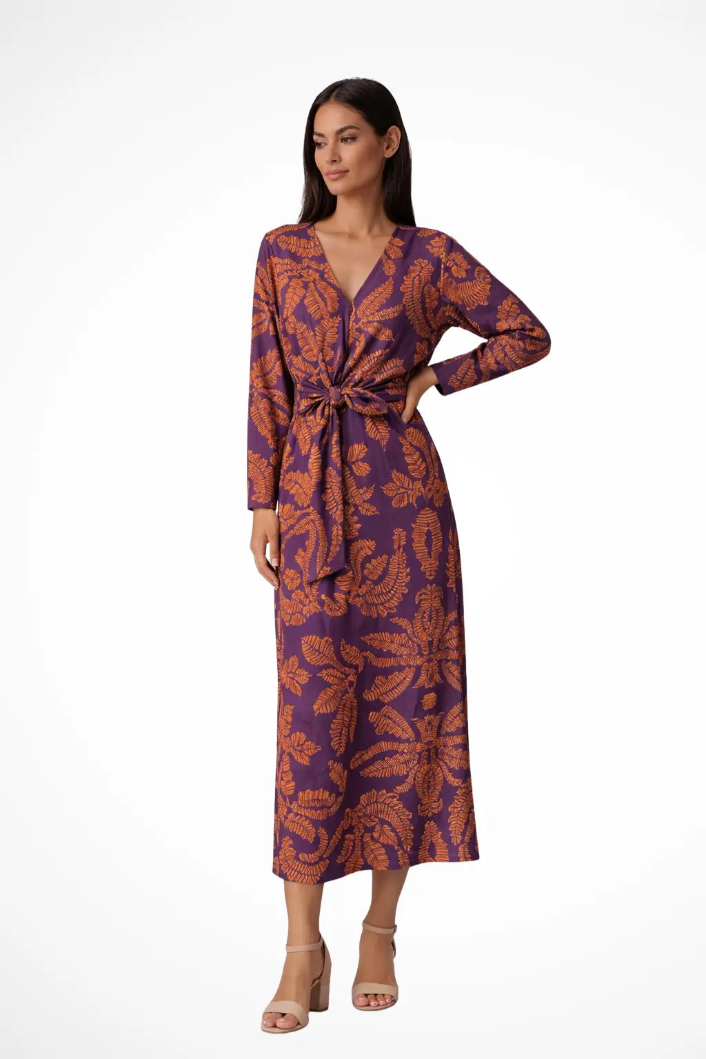 Aria | Women Wedding Guest Tie Waist Maxi Dress with Long Sleeves TARHUS  Dresses