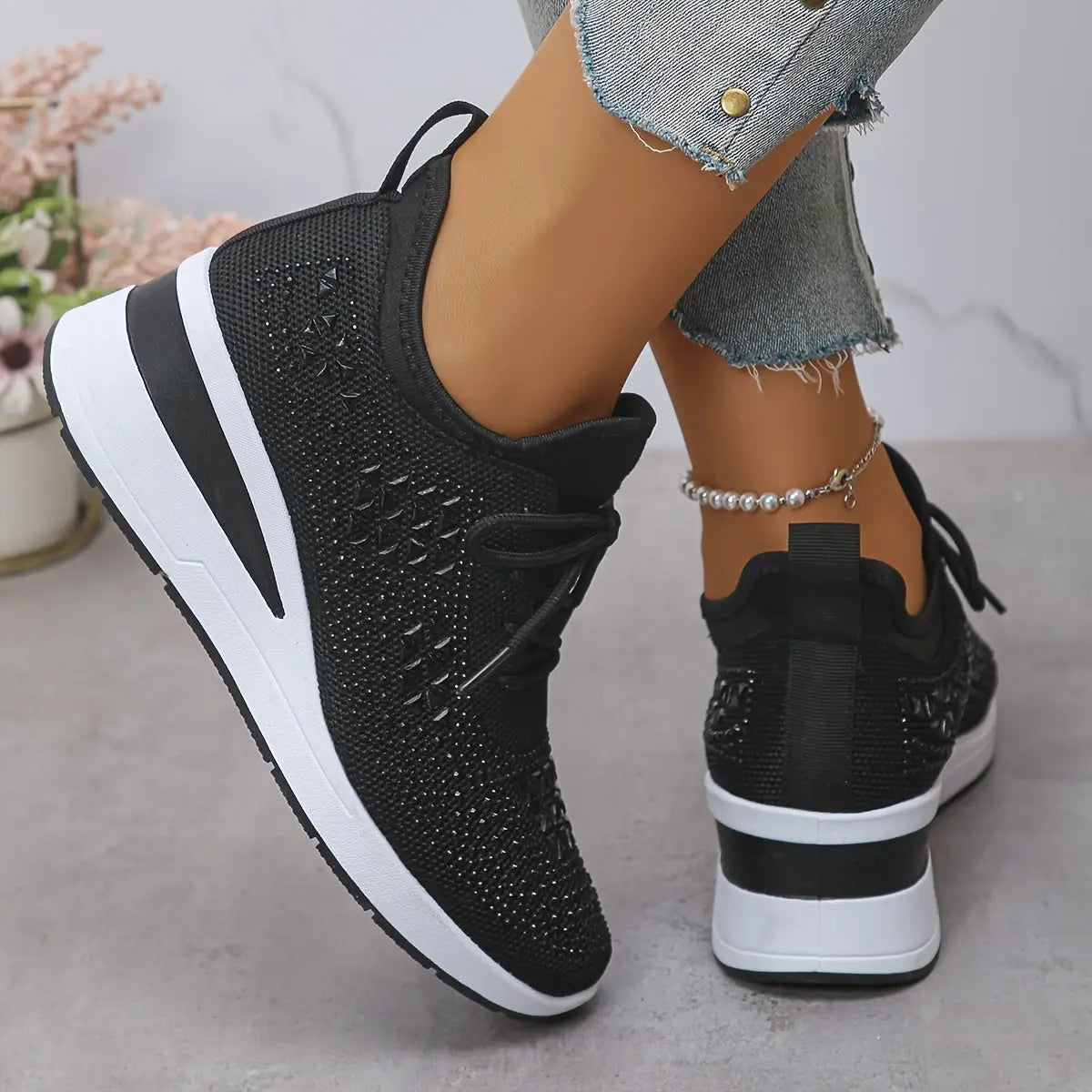 Women’s Orthopedic Fashion Sneakers – Breathable Walking Shoes with Rhinestone TARHUS  Women Shoes