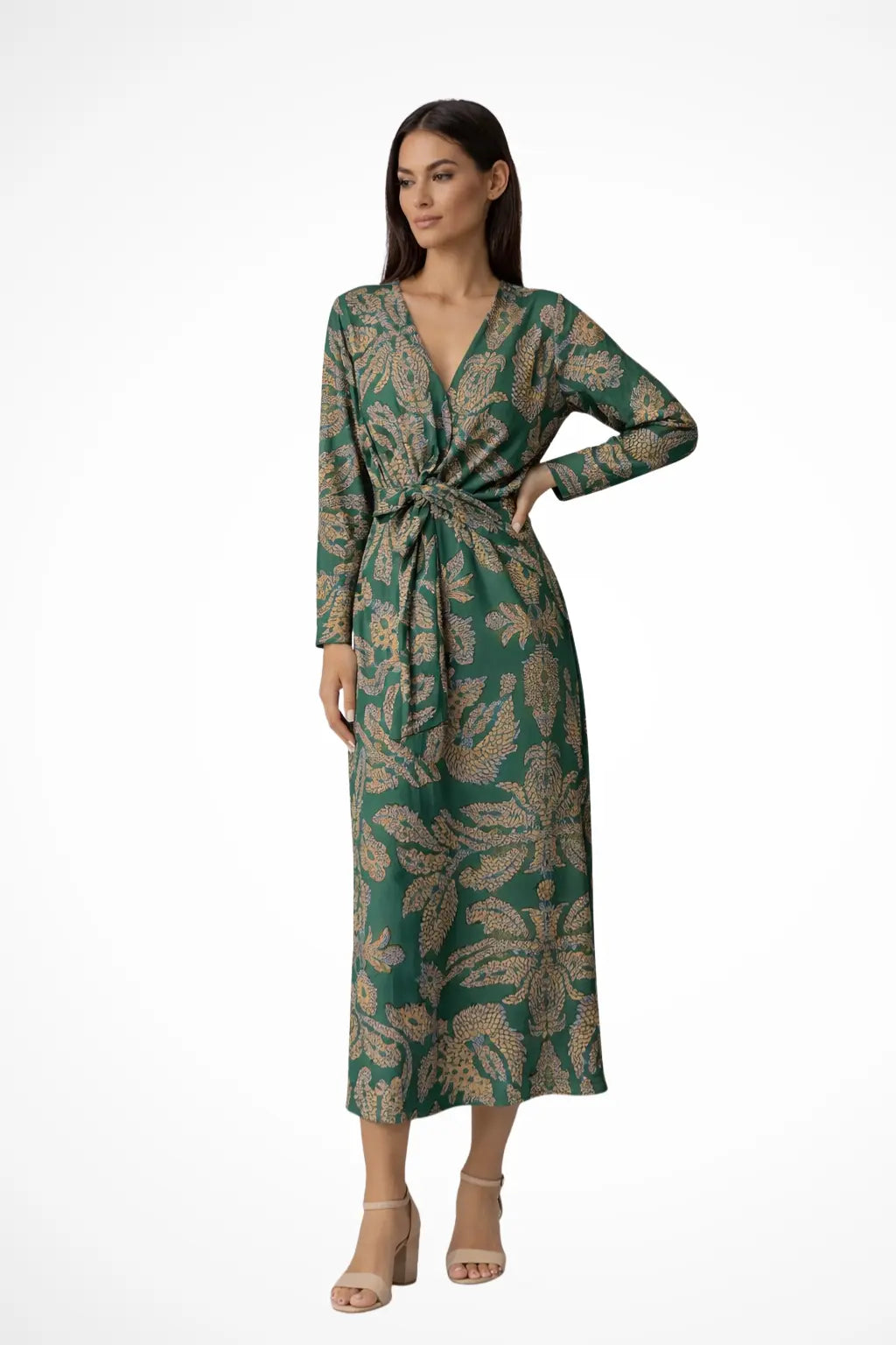 Aria | Women Wedding Guest Tie Waist Maxi Dress with Long Sleeves TARHUS  Dresses