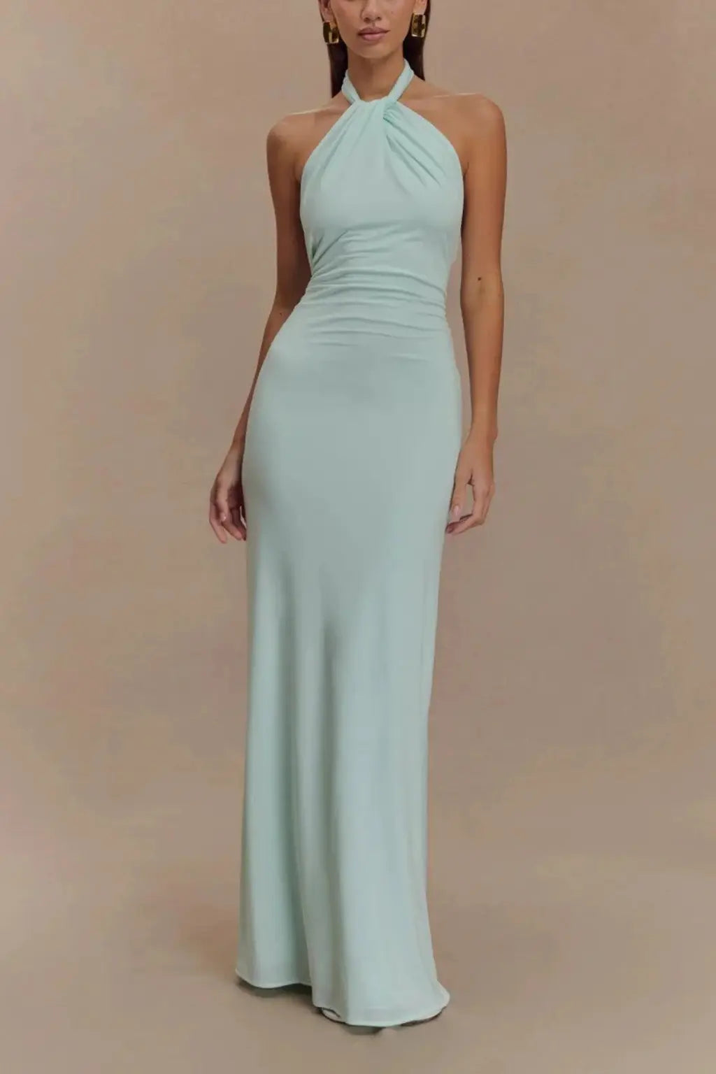 Celeste | Women Halter Neck Twisted Knot Open Back Bodycon Wedding Guest Maxi Dress TARHUS  Maxi Dress
