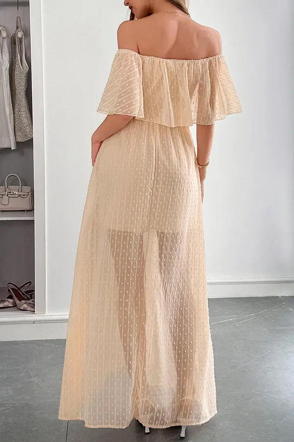 Fashion Bandeau Solid Color Maxi Dress - TARHUS