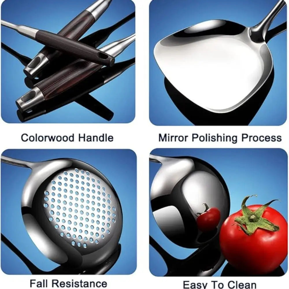 Stainless Steel Kitchen Utensil Set | 6-Piece Cookware – Durable & Elegant TARHUS  Cooking Utensils