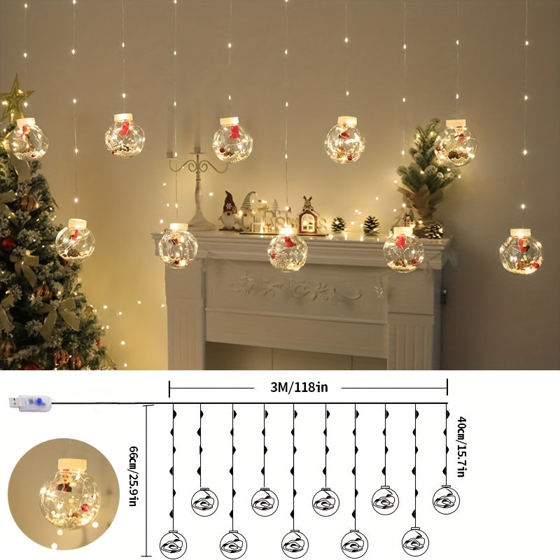 GlowWish | LED Christmas Curtain Lights with Snowman Wishing Balls TARHUS  Christmas