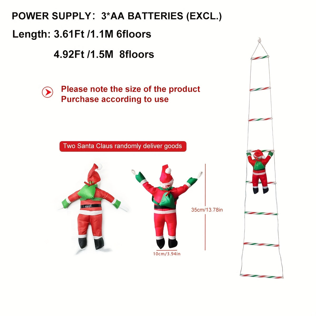 LED Christmas Ladder Light – Battery-Powered Santa Climbing Decoration TARHUS  Christmas