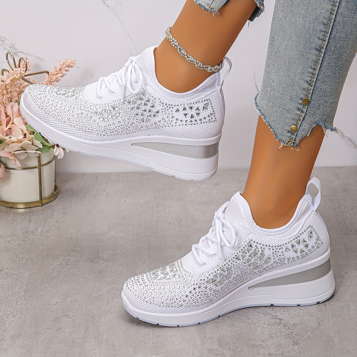 Women’s Orthopedic Fashion Sneakers – Breathable Walking Shoes with Rhinestone TARHUS  Women Shoes