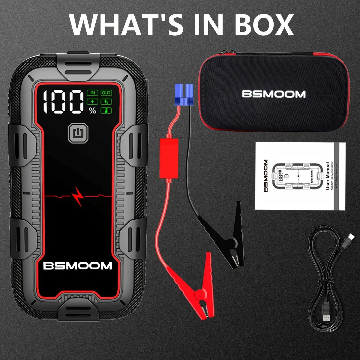 PowerSpark™ 12V Lithium Car Jump Starter – 26800mAh Battery Booster Pack with LED Flashlight & LCD Display - TARHUS