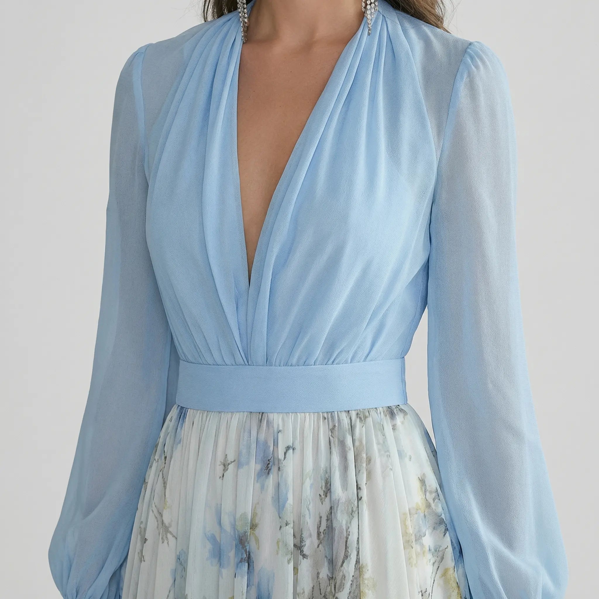 Pleated Chiffon Floral Maxi Wedding Guest Dress for Women TARHUS  SS - Womens - Maxi Dress