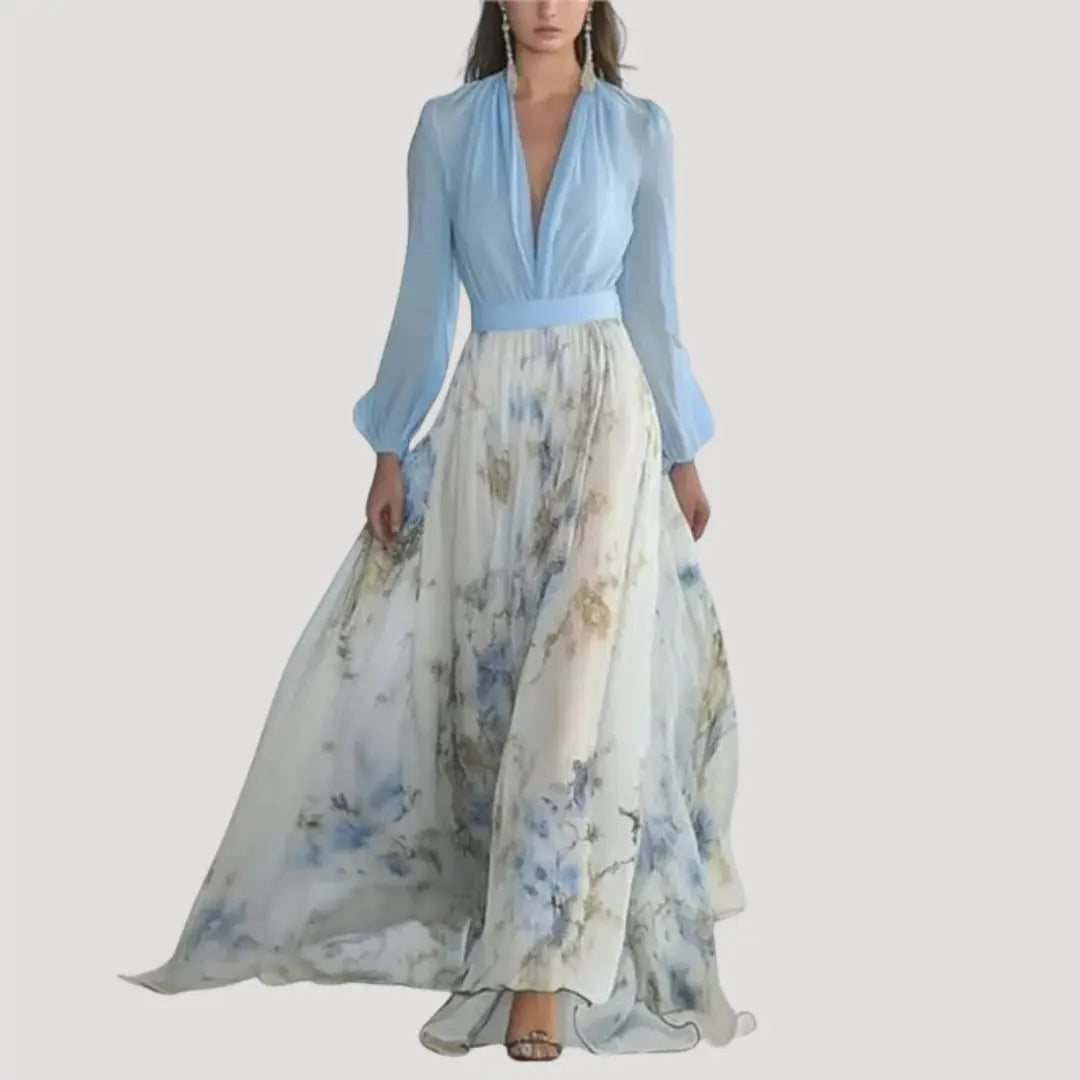 Pleated Chiffon Floral Maxi Wedding Guest Dress for Women TARHUS  SS - Womens - Maxi Dress