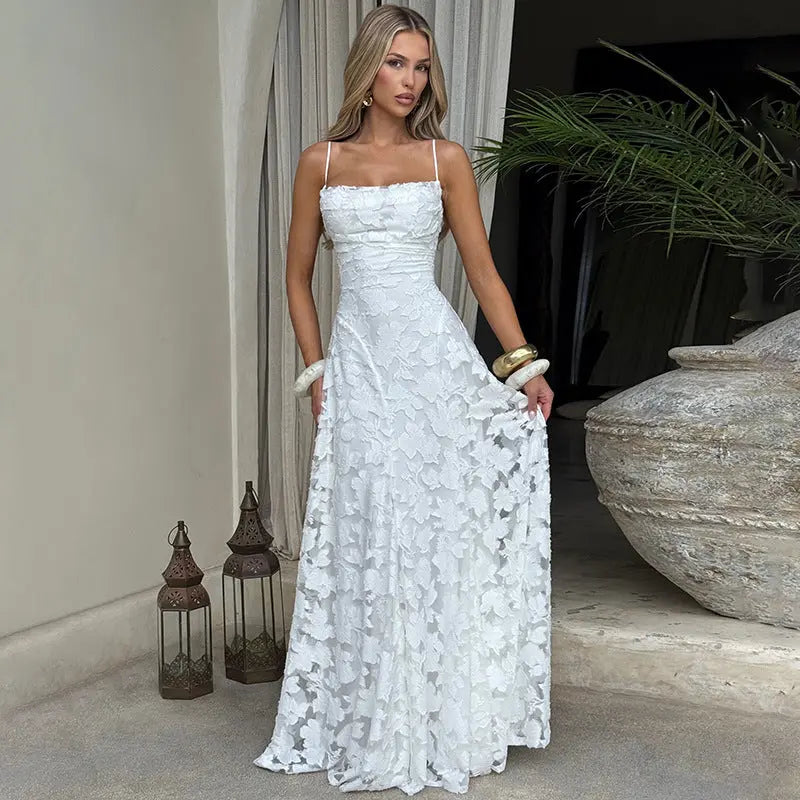 A-Line Floral Lace Maxi Evening Dress for Women TARHUS  AS - Womens - Maxi Dress