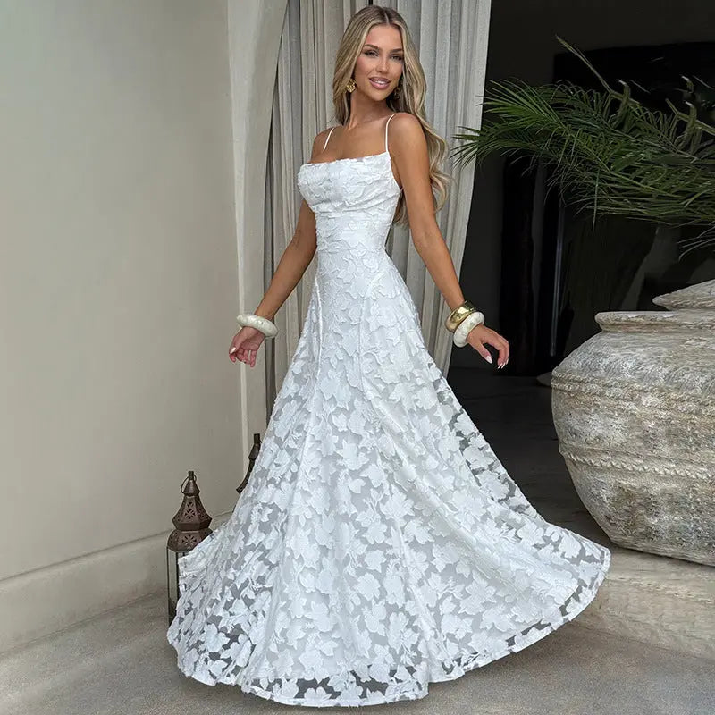 A-Line Floral Lace Maxi Evening Dress for Women TARHUS  AS - Womens - Maxi Dress