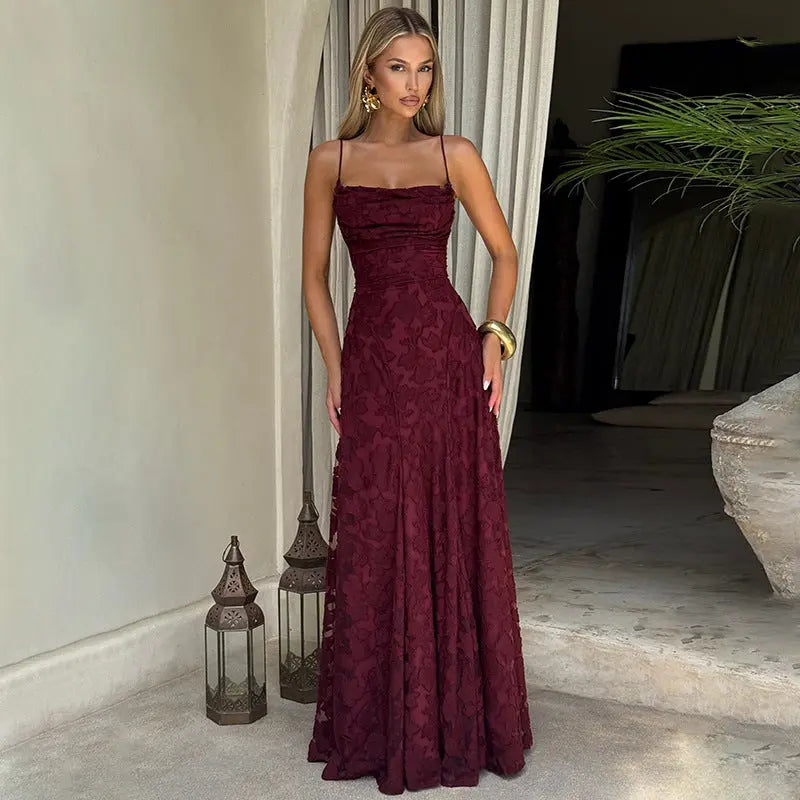 A-Line Floral Lace Maxi Evening Dress for Women TARHUS  AS - Womens - Maxi Dress