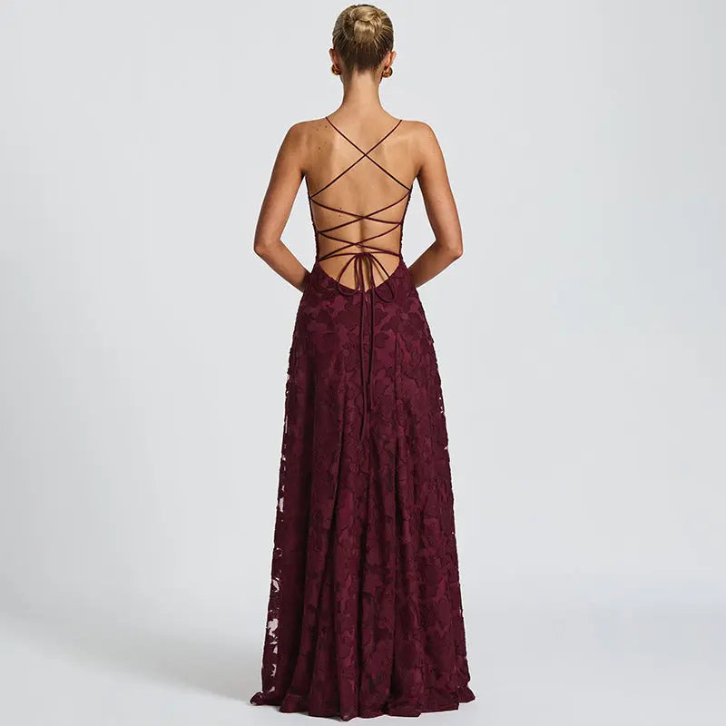 A-Line Floral Lace Maxi Evening Dress for Women TARHUS  AS - Womens - Maxi Dress