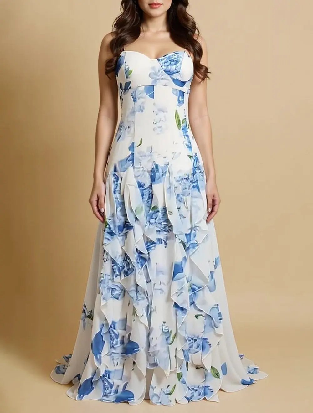 Alessia's Maxi Dress with Cascading Ruffle Skirt - TARHUS