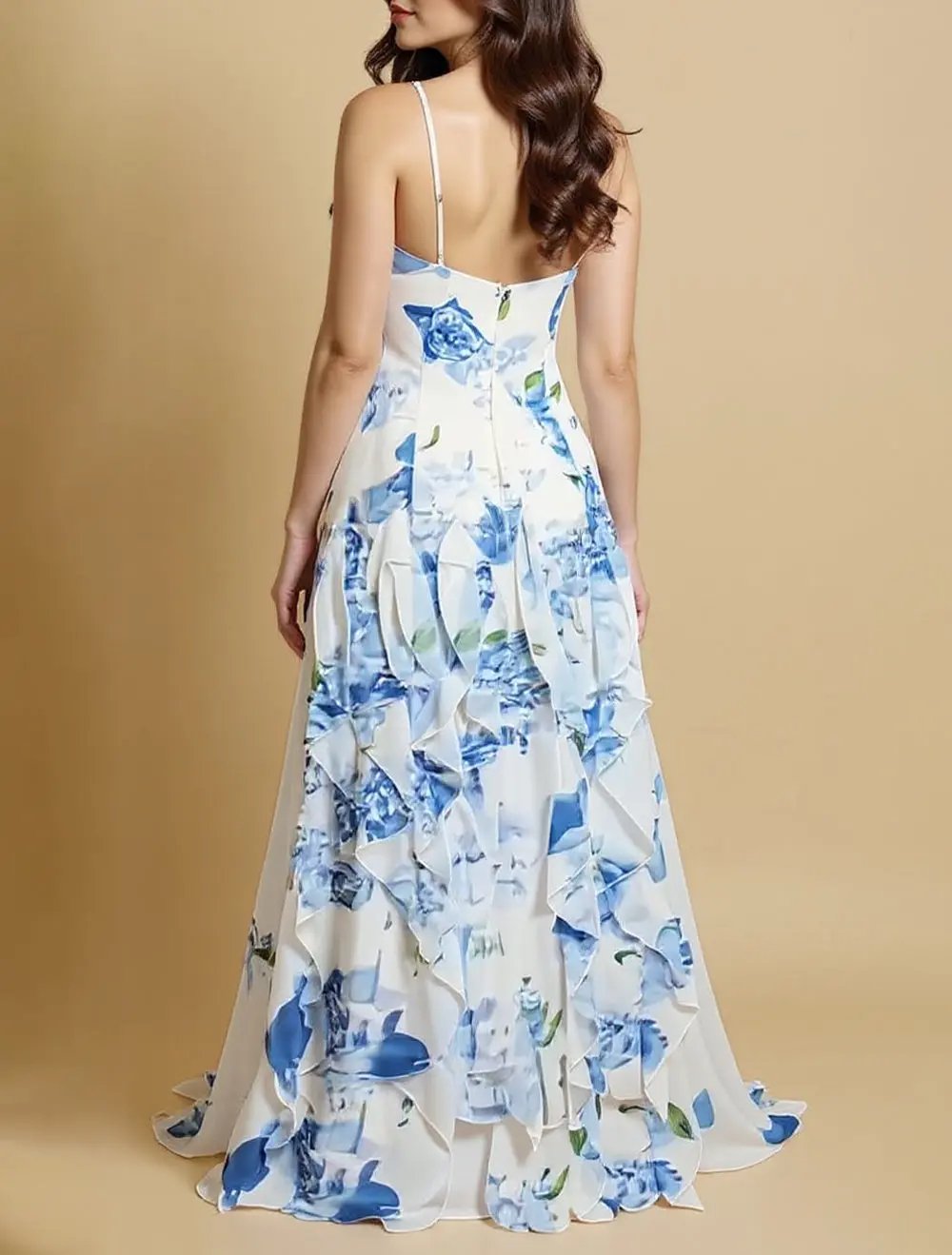 Alessia's Maxi Dress with Cascading Ruffle Skirt - TARHUS