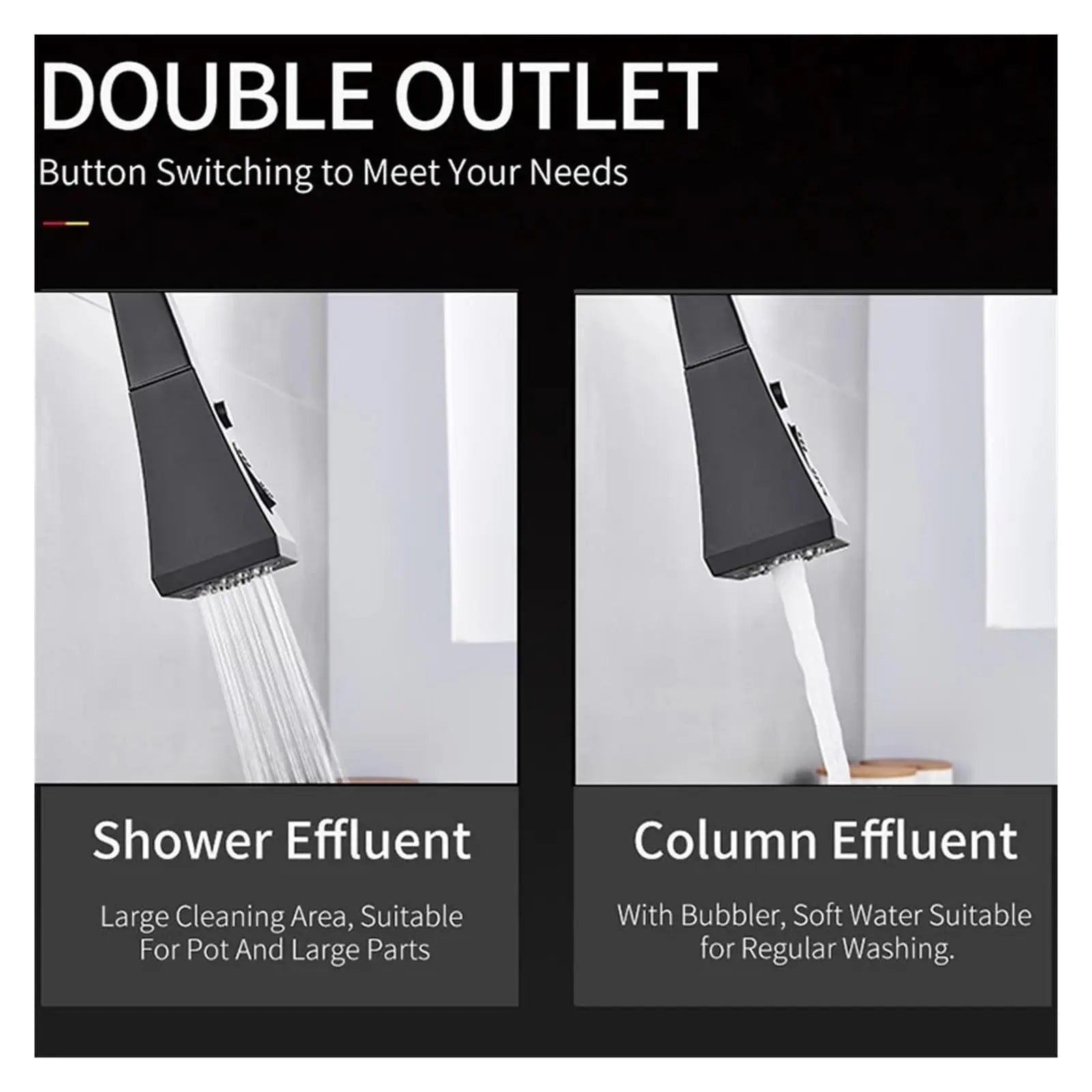 360° Swivel Pull-Out Kitchen Faucet In Black - TARHUS