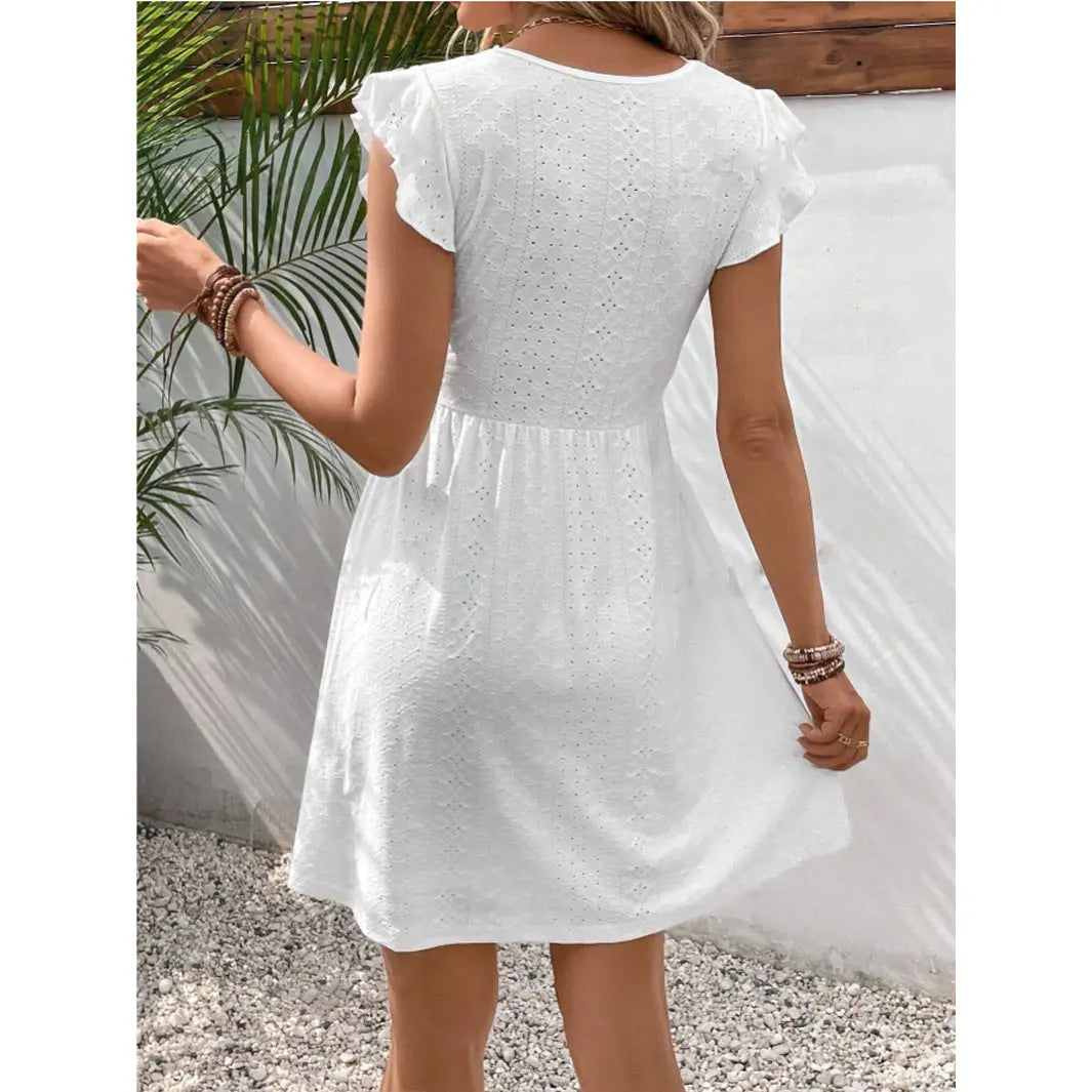 Broderie Anglaise Cotton Lilac Summer Dress for Women TARHUS  SS - Womens - Mini Dress