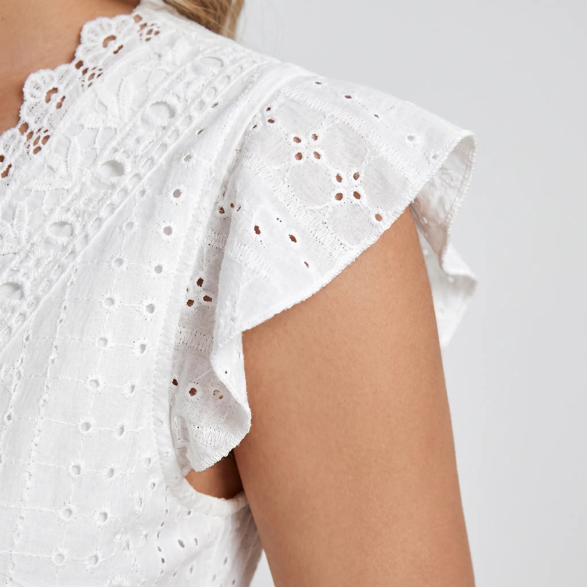 Broderie Anglaise Cotton Lilac Summer Dress for Women TARHUS  SS - Womens - Mini Dress