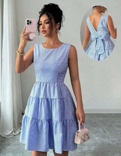 Butter Mini Dress with Tiered Skirt for Women TARHUS  SS - Womens - Mini Dress