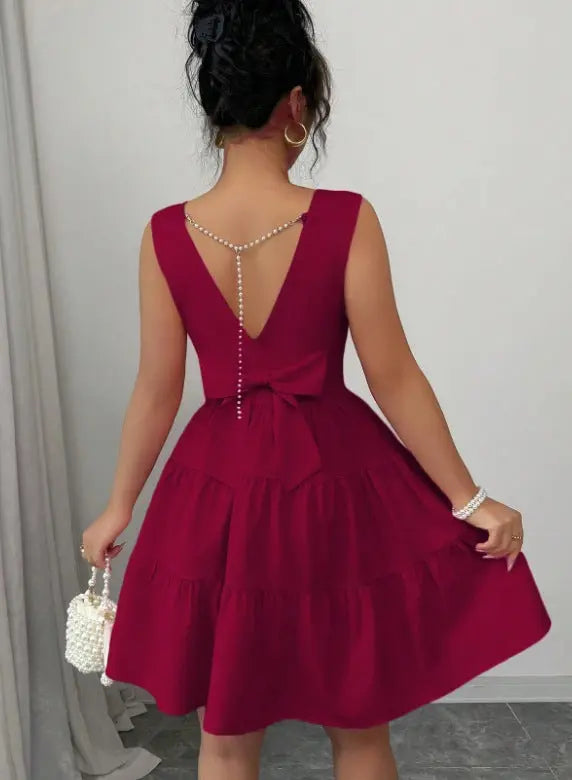 Butter Mini Dress with Tiered Skirt for Women TARHUS  SS - Womens - Mini Dress
