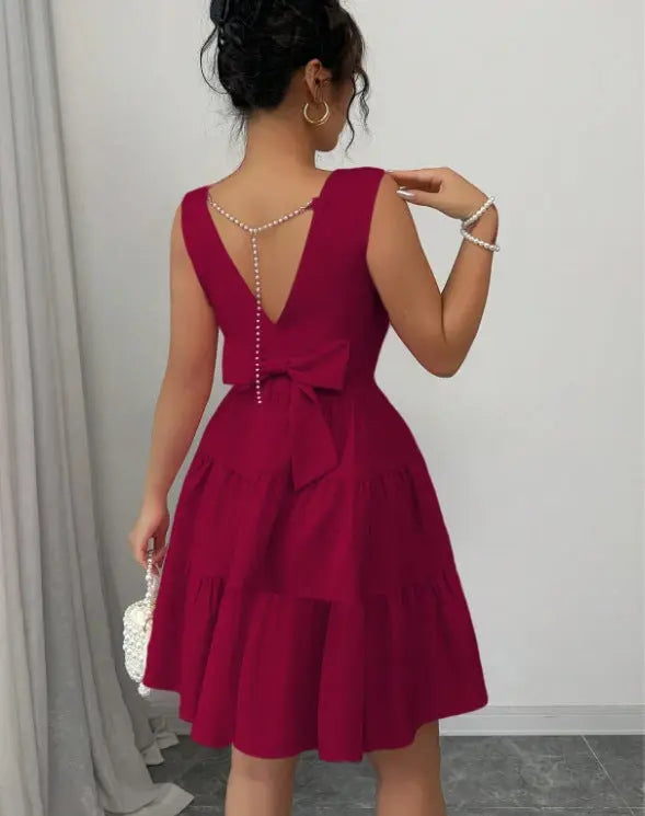 Butter Mini Dress with Tiered Skirt for Women TARHUS  SS - Womens - Mini Dress