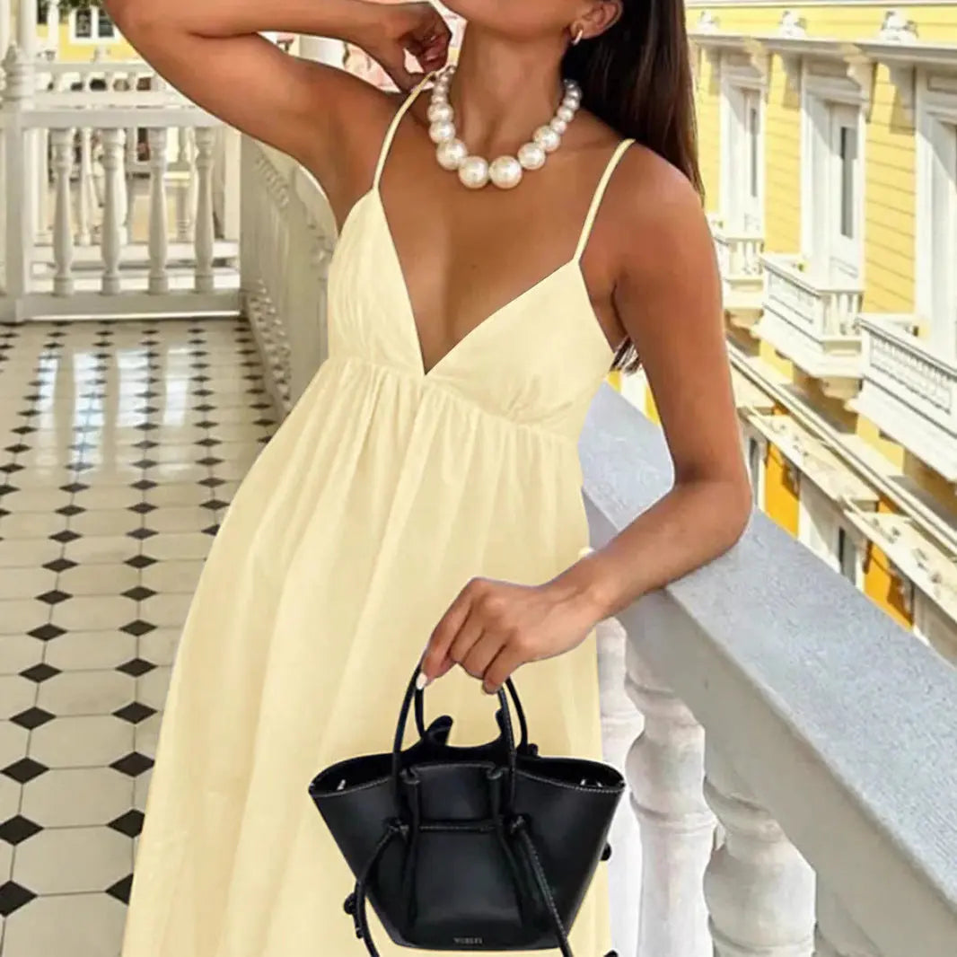 Butter Yellow Summer Cotton Maxi Dress for Women TARHUS  SS - Womens - Maxi Dress