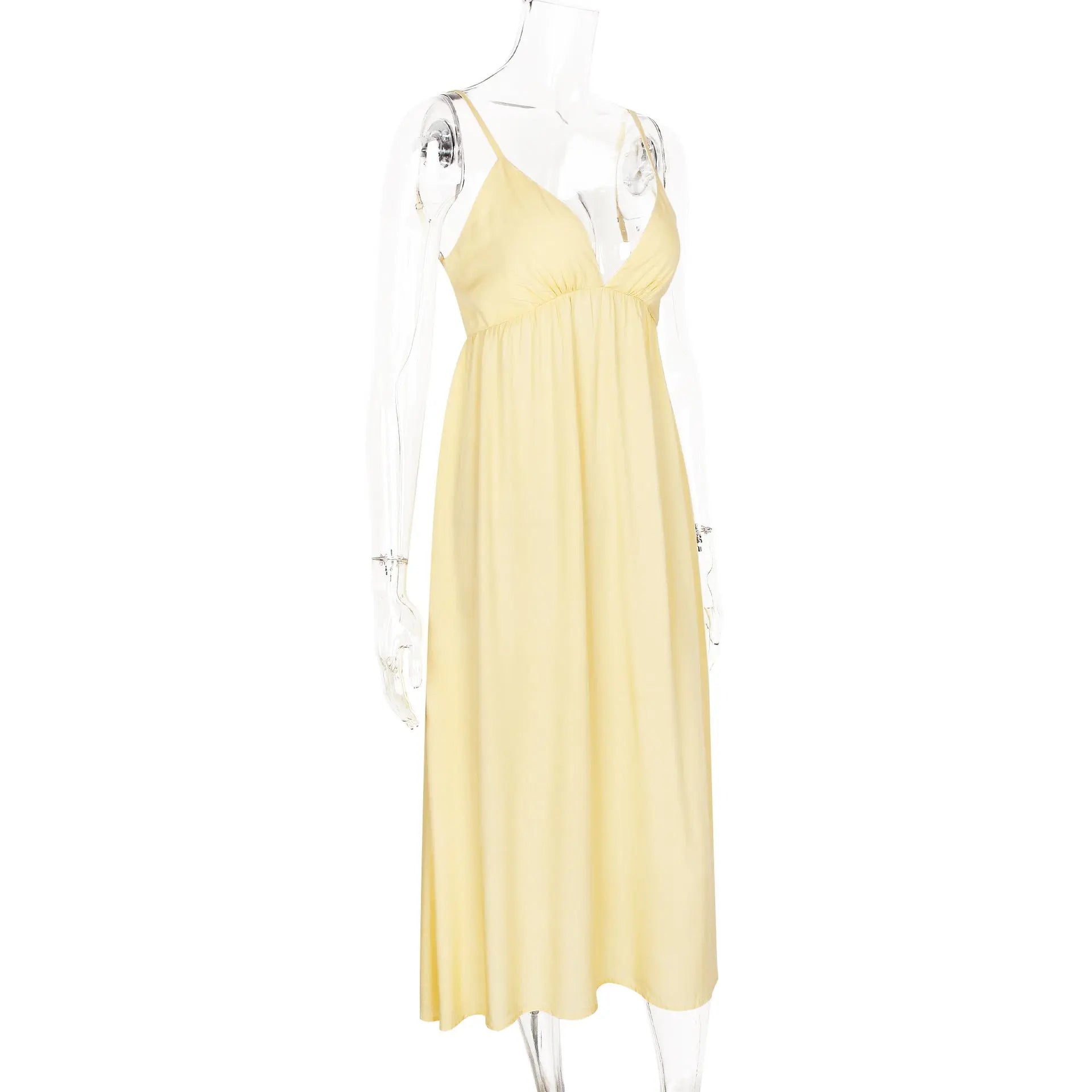 Butter Yellow Summer Cotton Maxi Dress for Women TARHUS  SS - Womens - Maxi Dress
