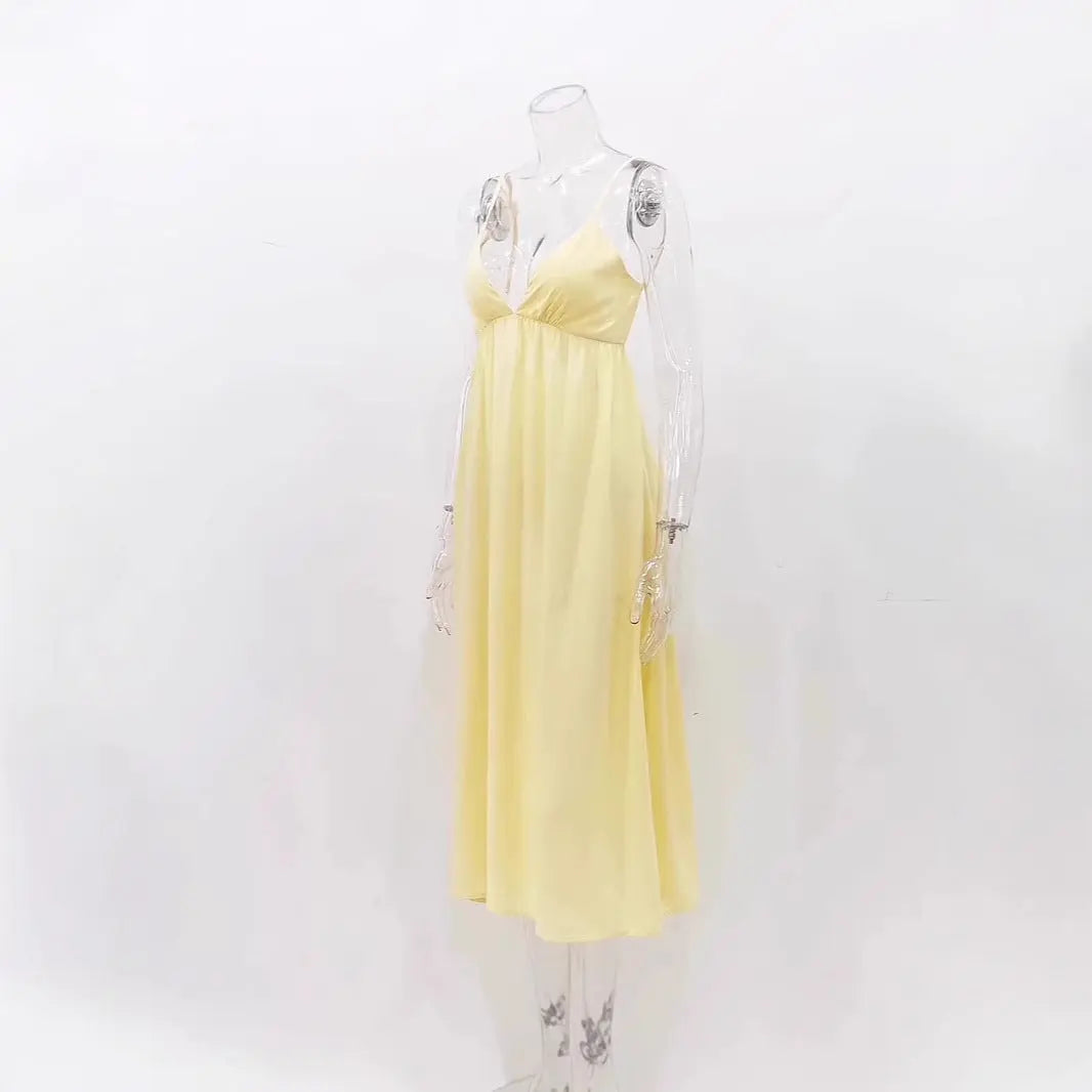 Butter Yellow Summer Cotton Maxi Dress for Women TARHUS  SS - Womens - Maxi Dress