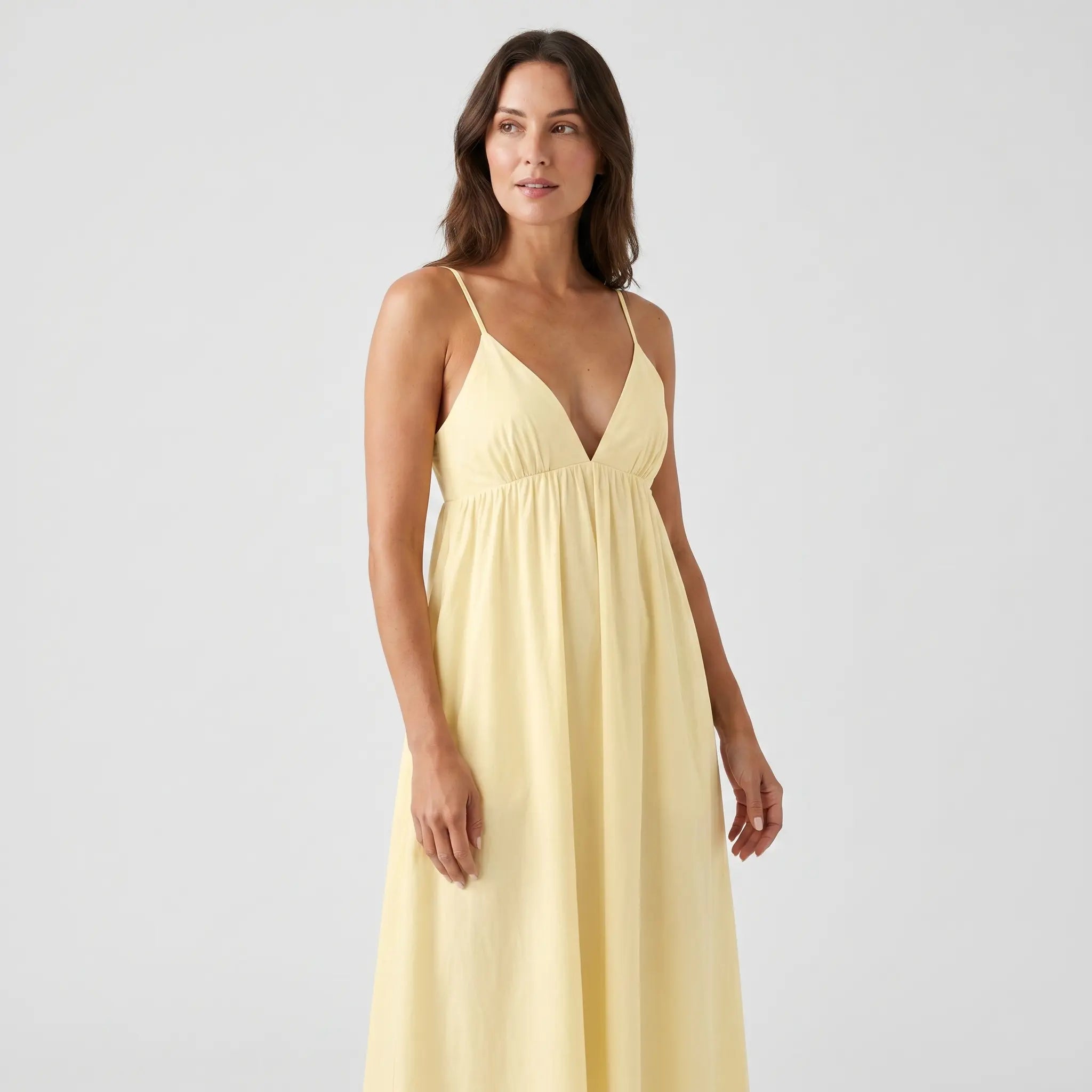 Butter Yellow Summer Cotton Maxi Dress for Women TARHUS  SS - Womens - Maxi Dress