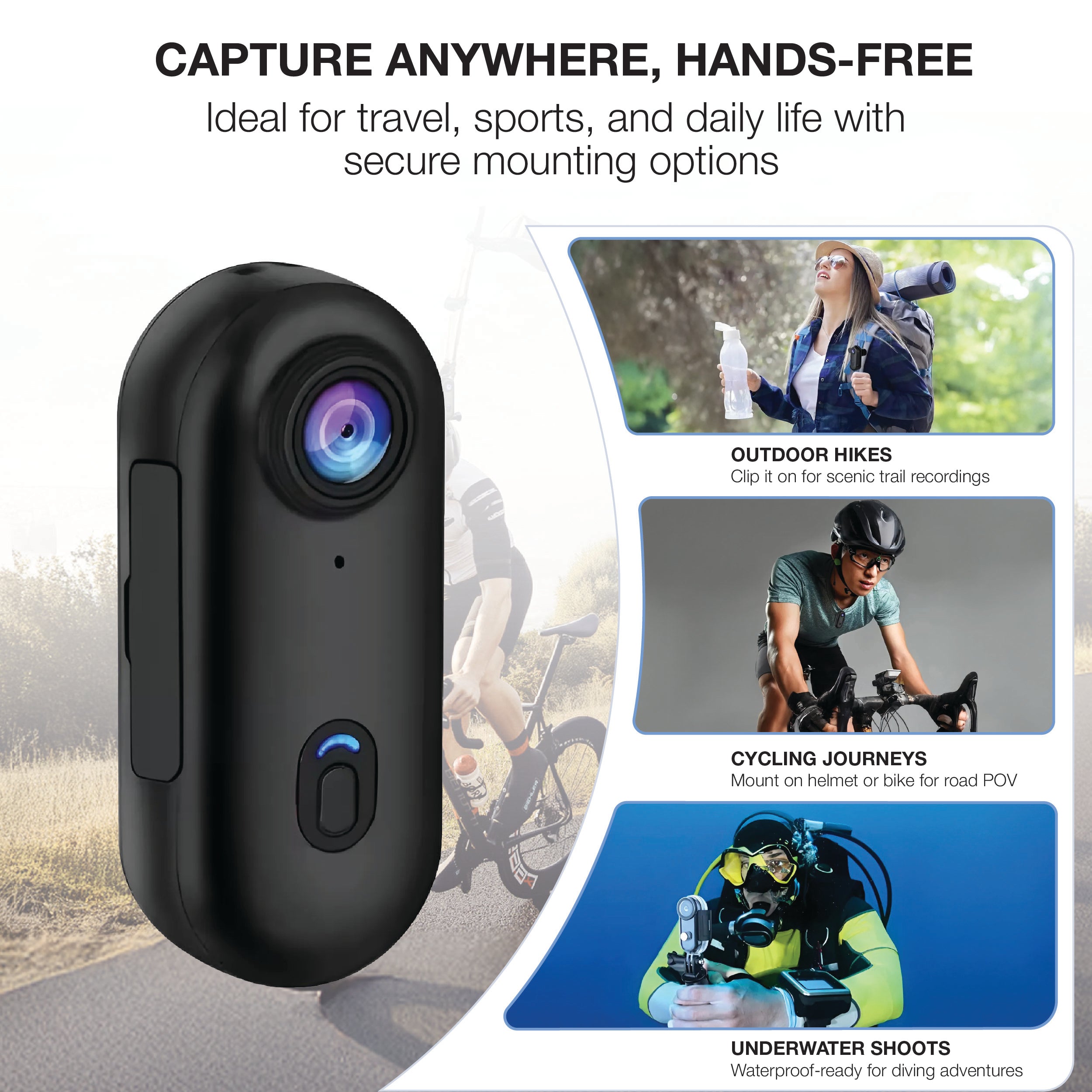 SnapCam GO 4K Wearable Action Camera – Hands-Free POV Video Recorder with Clip-On Mount | Ultra-Compact, Lightweight, Waterproof TARHUS  Electronics & Gadgets