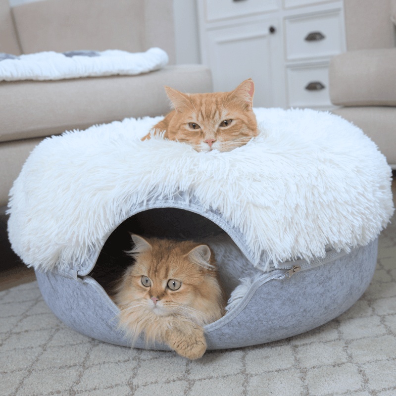 Cat Cave Calming Donut Bed for Anxiety Relief & Cozy Sleeping TARHUS  Animals & Pet Supplies