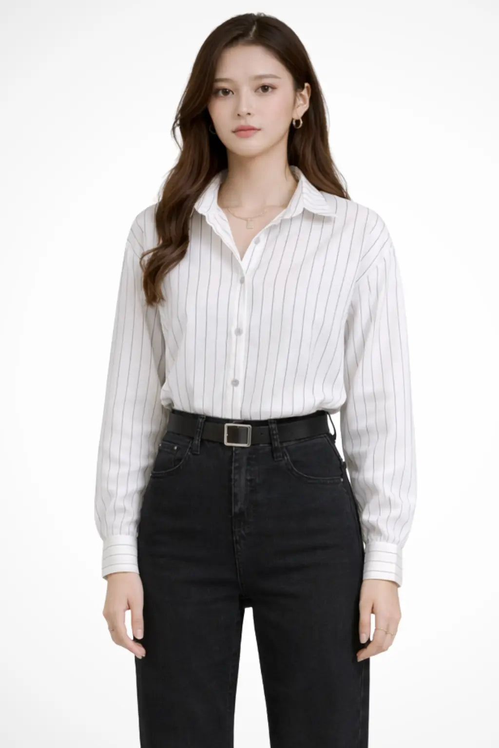 Nella | Women Turn Down Collar Long Sleeve Striped Shirt TARHUS