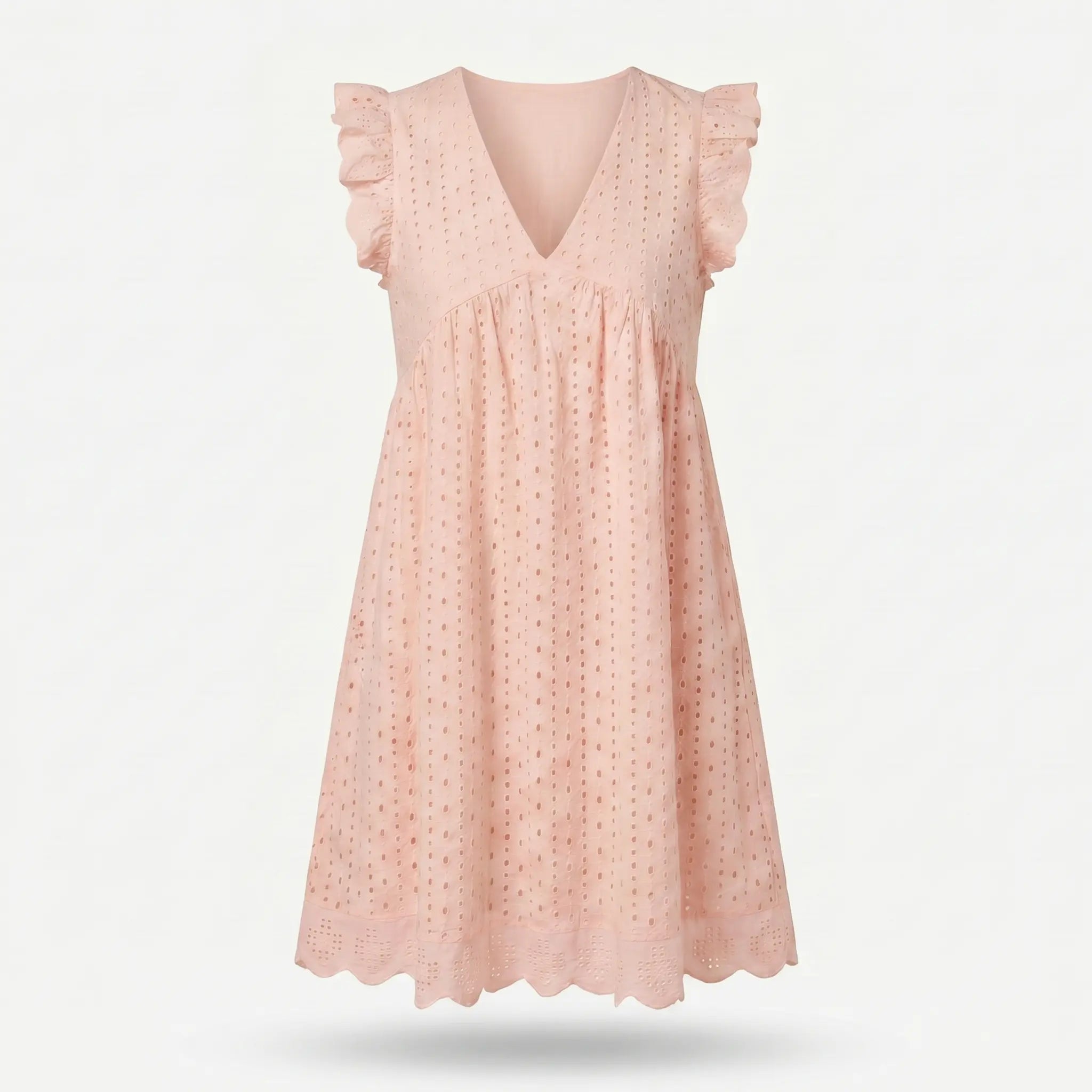 Cotton Eyelet Mini Dress with Scalloped Hem for Women TARHUS  SS - Womens - Mini Dress